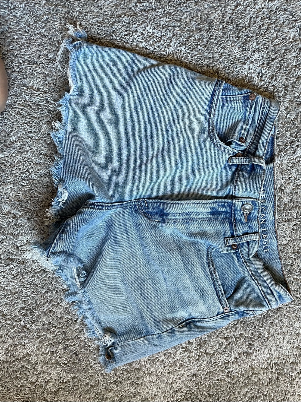 American Eagle Outfitters Light Blue Frayed Hem Denim Shorts